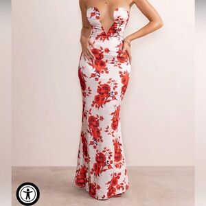 Floral champagne floor length dress
